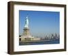 Statue of Liberty, Liberty Island and Manhattan Skyline Beyond, New York City, New York, USA-Amanda Hall-Framed Photographic Print