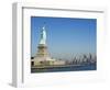 Statue of Liberty, Liberty Island and Manhattan Skyline Beyond, New York City, New York, USA-Amanda Hall-Framed Photographic Print