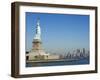 Statue of Liberty, Liberty Island and Manhattan Skyline Beyond, New York City, New York, USA-Amanda Hall-Framed Photographic Print