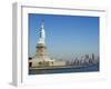 Statue of Liberty, Liberty Island and Manhattan Skyline Beyond, New York City, New York, USA-Amanda Hall-Framed Photographic Print