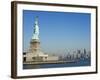 Statue of Liberty, Liberty Island and Manhattan Skyline Beyond, New York City, New York, USA-Amanda Hall-Framed Photographic Print