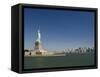 Statue of Liberty, Liberty Island and New York Skyline-Tom Grill-Framed Stretched Canvas