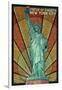 Statue of Liberty Mosaic - New York City, New York-Lantern Press-Framed Art Print