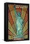 Statue of Liberty Mosaic - New York City, New York-Lantern Press-Framed Stretched Canvas