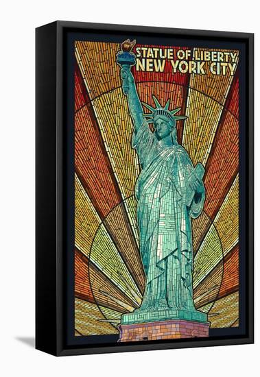 Statue of Liberty Mosaic - New York City, New York-Lantern Press-Framed Stretched Canvas