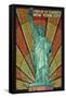 Statue of Liberty Mosaic - New York City, New York-Lantern Press-Framed Stretched Canvas