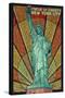 Statue of Liberty Mosaic - New York City, New York-Lantern Press-Stretched Canvas