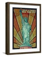 Statue of Liberty Mosaic - New York City, New York-Lantern Press-Framed Art Print