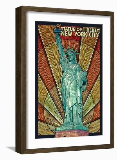 Statue of Liberty Mosaic - New York City, New York-Lantern Press-Framed Art Print