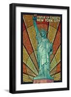 Statue of Liberty Mosaic - New York City, New York-Lantern Press-Framed Art Print