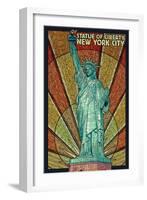 Statue of Liberty Mosaic - New York City, New York-Lantern Press-Framed Art Print