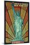 Statue of Liberty Mosaic - New York City, New York-Lantern Press-Mounted Art Print