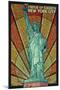 Statue of Liberty Mosaic - New York City, New York-Lantern Press-Mounted Art Print