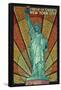 Statue of Liberty Mosaic - New York City, New York-Lantern Press-Framed Stretched Canvas