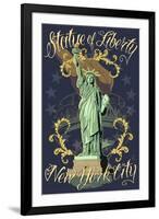 Statue of Liberty National Monument - New York City, NY - Blue-Lantern Press-Framed Art Print