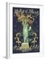 Statue of Liberty National Monument - New York City, NY - Blue-Lantern Press-Framed Art Print