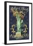 Statue of Liberty National Monument - New York City, NY - Blue-Lantern Press-Framed Art Print