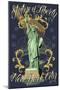 Statue of Liberty National Monument - New York City, NY - Blue-Lantern Press-Mounted Art Print