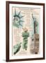 Statue of Liberty National Monument - New York City, NY - Technical-Lantern Press-Framed Art Print