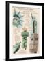 Statue of Liberty National Monument - New York City, NY - Technical-Lantern Press-Framed Art Print