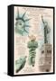 Statue of Liberty National Monument - New York City, NY - Technical-Lantern Press-Framed Stretched Canvas