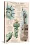 Statue of Liberty National Monument - New York City, NY - Technical-Lantern Press-Stretched Canvas