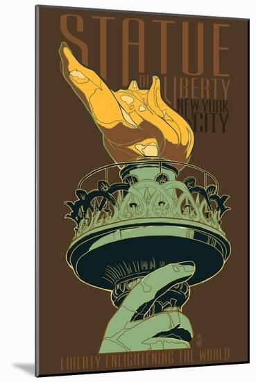 Statue of Liberty National Monument - New York City, NY - Torch-Lantern Press-Mounted Art Print