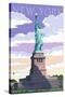 Statue of Liberty National Monument - New York City, NY-Lantern Press-Stretched Canvas