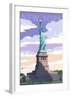 Statue of Liberty National Monument - New York City, NY-Lantern Press-Framed Art Print