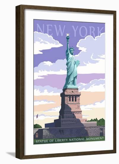 Statue of Liberty National Monument - New York City, NY-Lantern Press-Framed Art Print