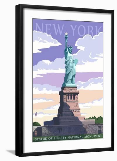 Statue of Liberty National Monument - New York City, NY-Lantern Press-Framed Art Print