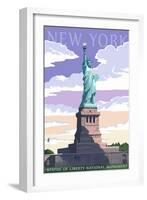 Statue of Liberty National Monument - New York City, NY-Lantern Press-Framed Art Print