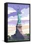 Statue of Liberty National Monument - New York City, NY-Lantern Press-Framed Stretched Canvas