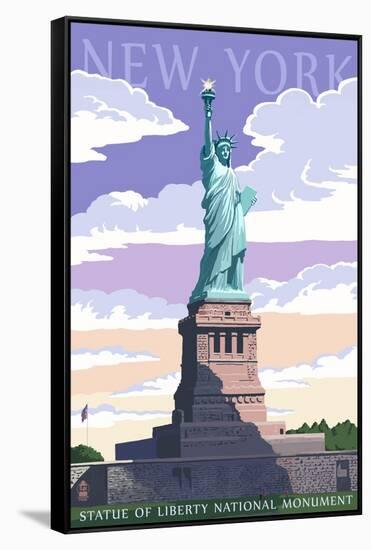 Statue of Liberty National Monument - New York City, NY-Lantern Press-Framed Stretched Canvas