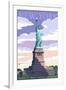 Statue of Liberty National Monument - New York City, NY-Lantern Press-Framed Art Print