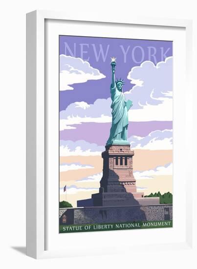 Statue of Liberty National Monument - New York City, NY-Lantern Press-Framed Art Print