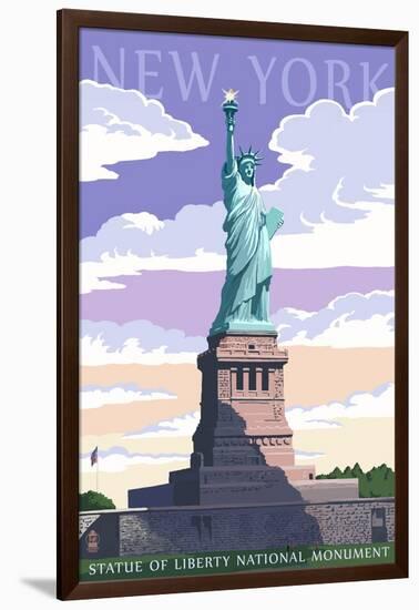 Statue of Liberty National Monument - New York City, NY-Lantern Press-Framed Art Print