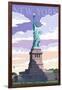 Statue of Liberty National Monument - New York City, NY-Lantern Press-Framed Art Print