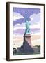 Statue of Liberty National Monument - New York City, NY-Lantern Press-Framed Art Print