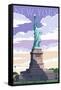 Statue of Liberty National Monument - New York City, NY-Lantern Press-Framed Stretched Canvas