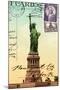 Statue of Liberty, New York Vintage Postcard Collage-Piddix-Mounted Art Print