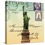 Statue of Liberty, New York Vintage Postcard Collage-Piddix-Stretched Canvas