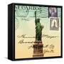 Statue of Liberty, New York Vintage Postcard Collage-Piddix-Framed Stretched Canvas