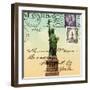 Statue of Liberty, New York Vintage Postcard Collage-Piddix-Framed Art Print