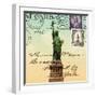 Statue of Liberty, New York Vintage Postcard Collage-Piddix-Framed Art Print