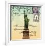 Statue of Liberty, New York Vintage Postcard Collage-Piddix-Framed Art Print