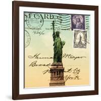 Statue of Liberty, New York Vintage Postcard Collage-Piddix-Framed Art Print