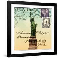 Statue of Liberty, New York Vintage Postcard Collage-Piddix-Framed Art Print