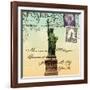 Statue of Liberty, New York Vintage Postcard Collage-Piddix-Framed Art Print