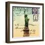 Statue of Liberty, New York Vintage Postcard Collage-Piddix-Framed Art Print